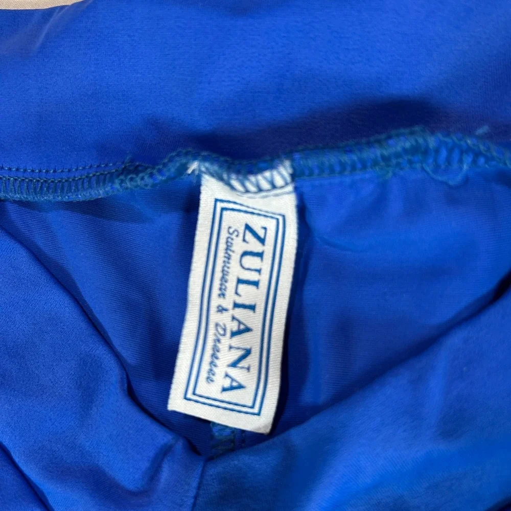 Zuliana Vintage Royal Blue 2 Piece Set Halter Tie Top Flare Pants Medium USA